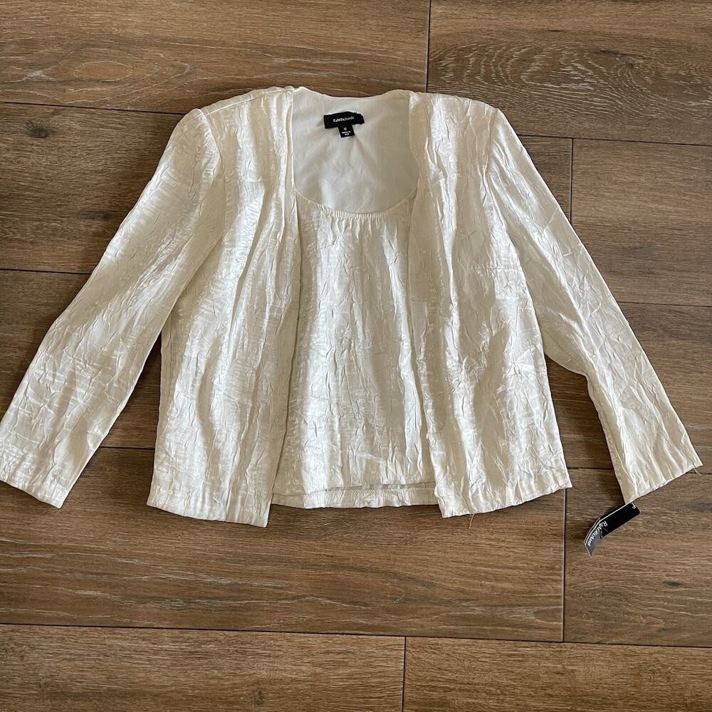 R&M Richards Women's Plus Size Top White Blouse Size12